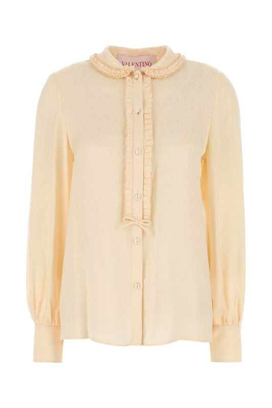 Valentino バレンティーノガラヴァニクリームシルクシャツ - Image 1