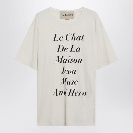 Valentino ヴァレンティノ アイボリー ル シャ ドゥ ラ メゾン アイコン ミューズ アンチ ヒーロー T シャツ - Image 1