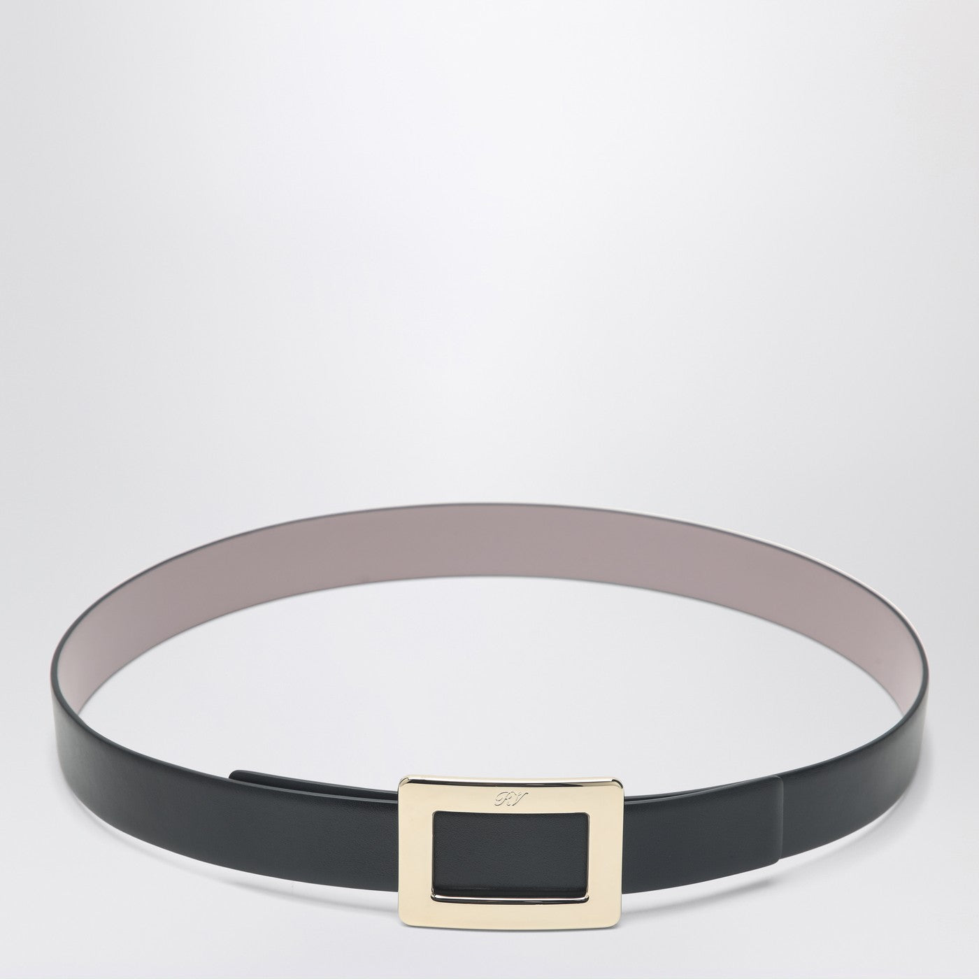 Roger Roger Vivier Belle Vivier Black/Pink Leather Belt - Image 1