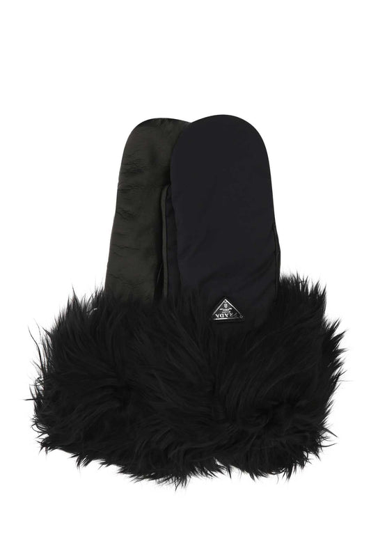 Prada プラダブラックナイロンとナッパレザーグローブ - Image 1