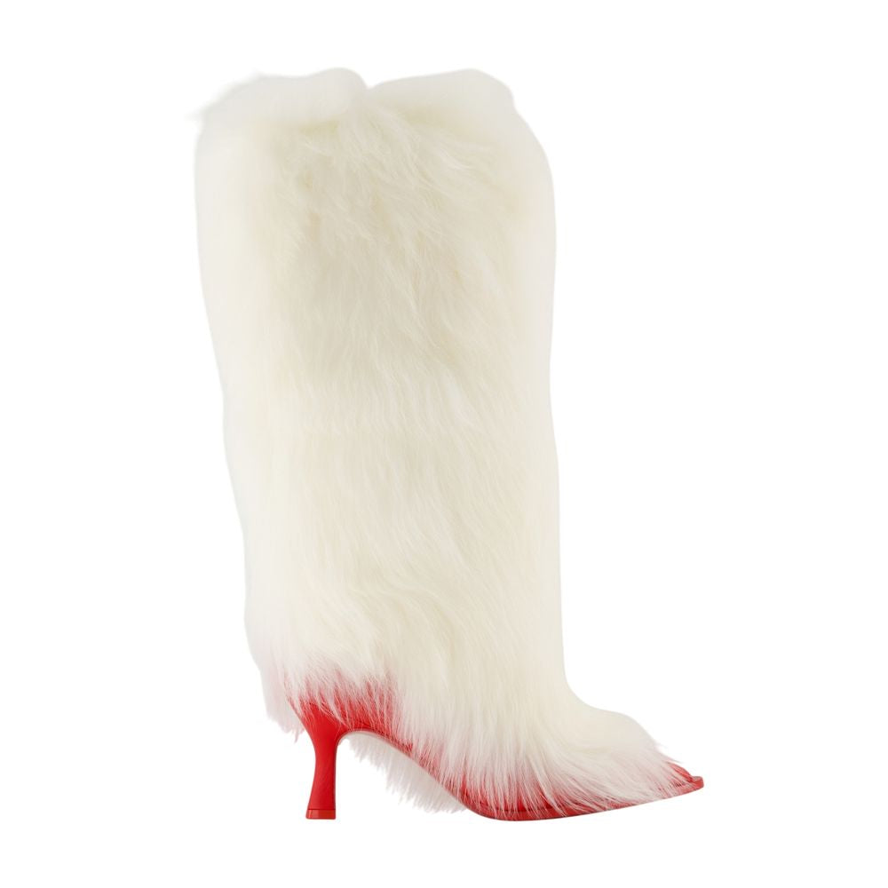Ugg 待ち伏せファーヒールブーツUgg毛皮の白/赤 - Image 1