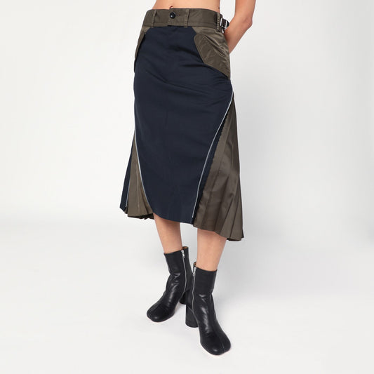 Sacai Sacai Navy/Kaki Tailored Skirt - Image 1
