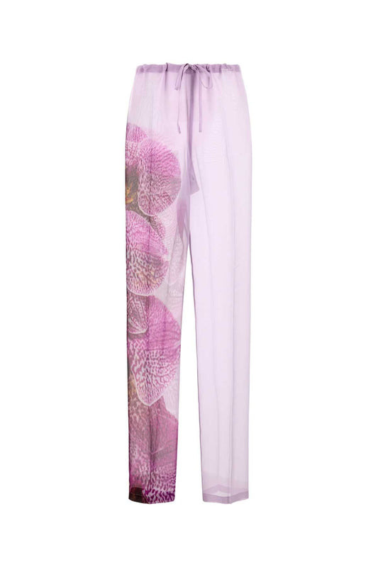 Monot Dries Van Noten Lilac Crepe Pachas Pant - Image 1