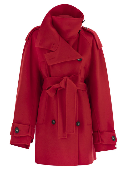 Sportmax SportMax Bouquet1234ショートウールトレンチコート - Image 1