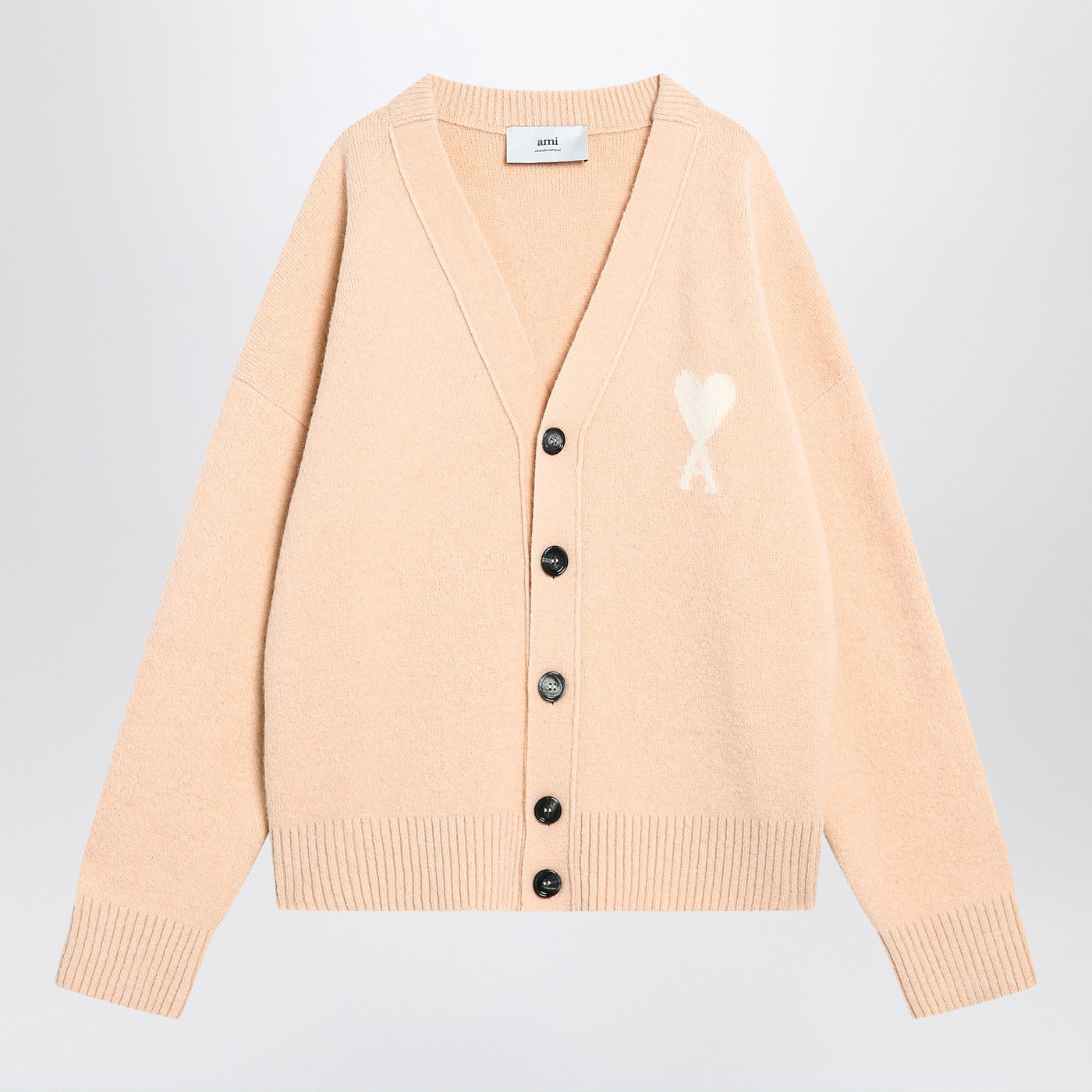 Ami Ami Paris Light Beige Wool Cardigan Ami De Coeur - Image 1