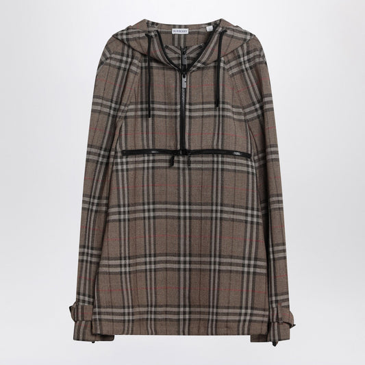 Burberry シルクブレンドのチェックパターンを備えたバーバリーハーフジップジャケット - Image 1