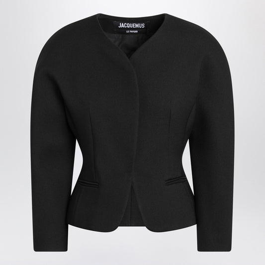 Jacquemus Jacquemus Black Ovalo Cropped Jacket - Image 1