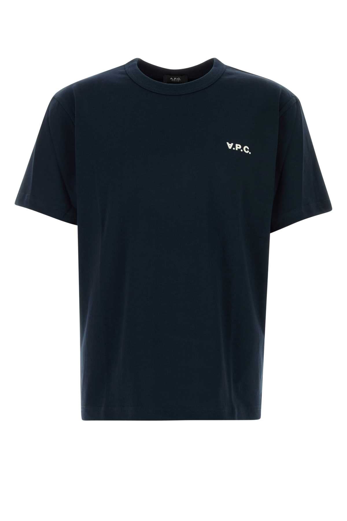 A A.P.C.ネイビーブルーコットンTシャツ - Image 1