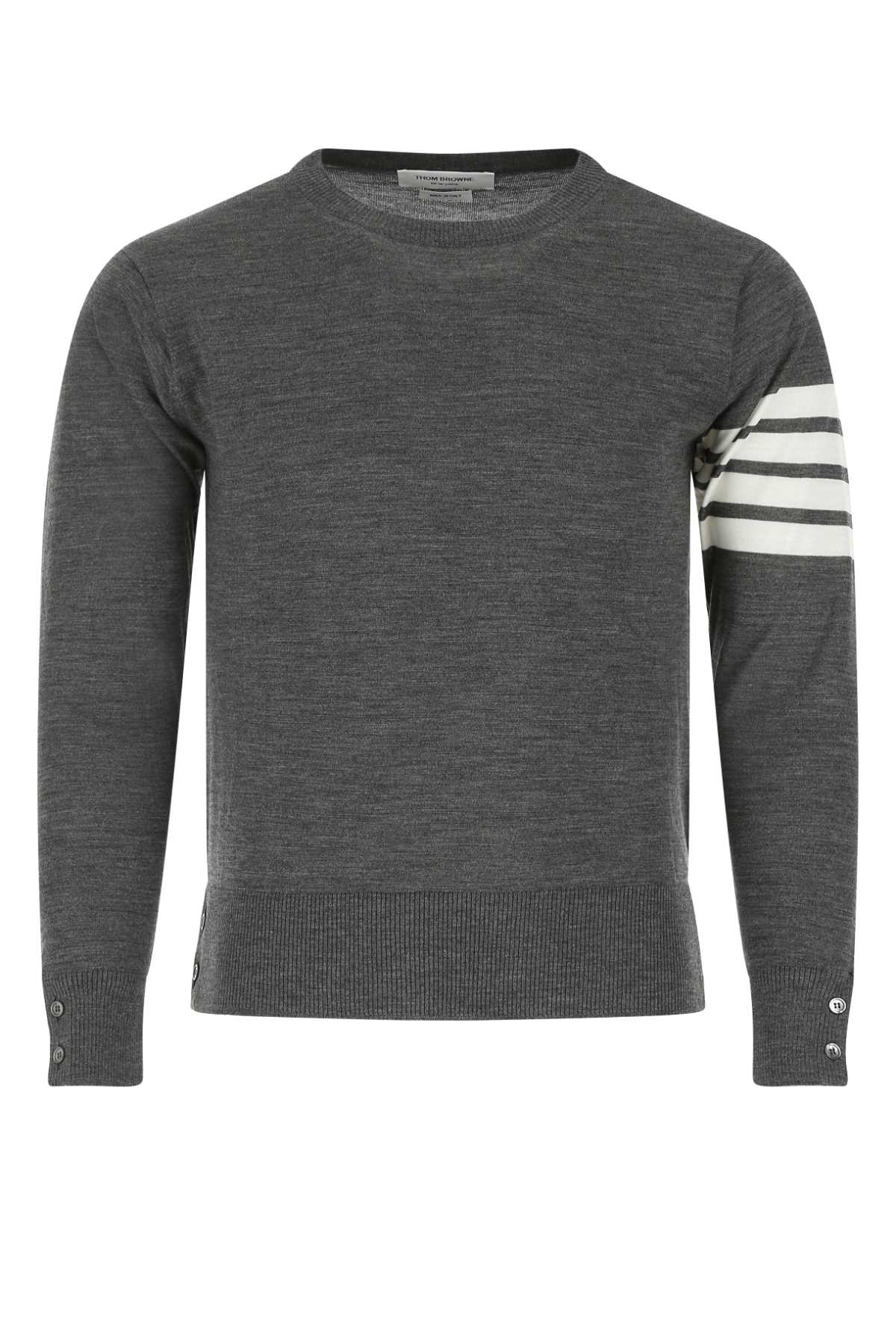 Thom Thom Browne Melange Grey Wool Sweater - Image 1