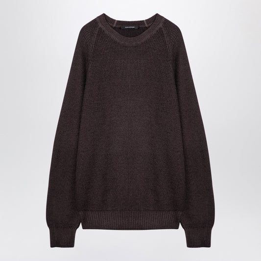 Tagliatore タグリアトアブラウンバージンウールプルオーバー - Image 1