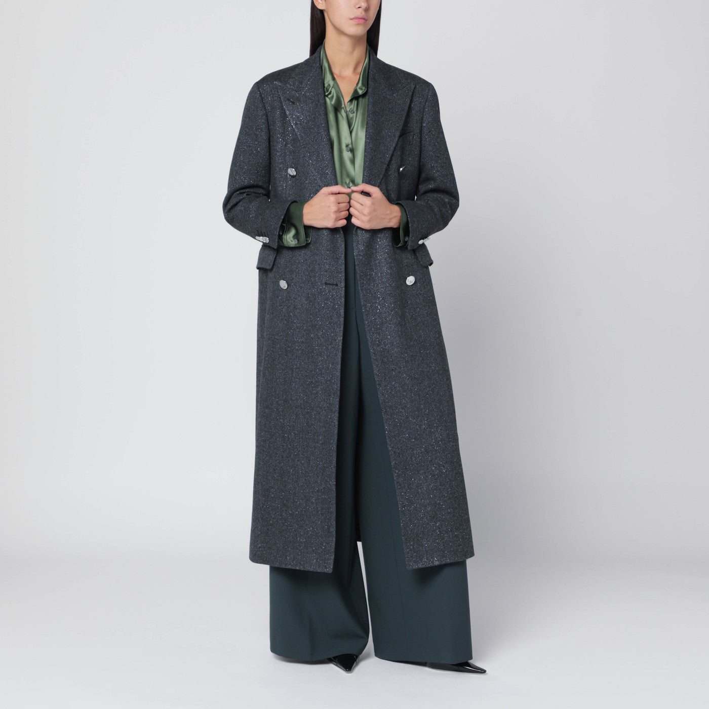 Tagliatore Tagliatore Black Hundstoothダブル胸肉のコート - Image 1