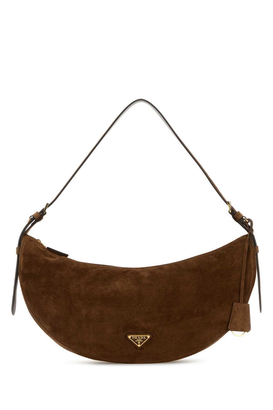 Prada プラダブラウンスエードラージプラダデミルーンクロスボディバッグ - Image 1