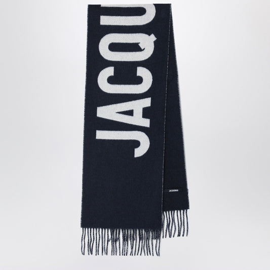 Jacquemus Jacquemus Navy Blue Wool Scarf With Logo - Image 1