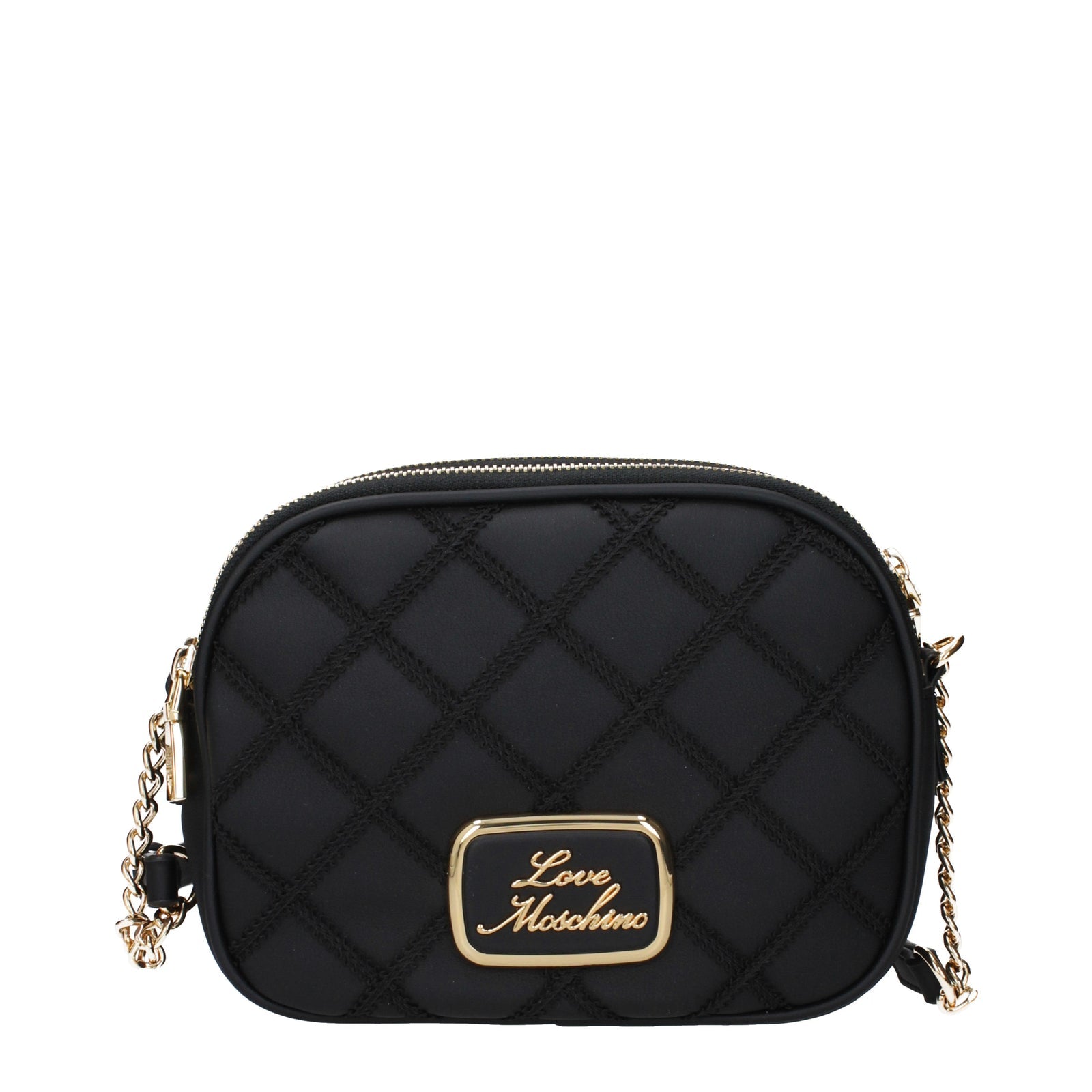 Moschino モスキーノのショルダーバッグが大好きです環境に優しい女性ポリウレタンブラック/ゴールド - Image 1