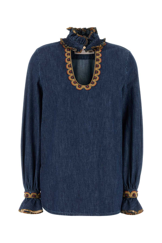 Valentino ヴァレンティーノ・ガラヴァニ・チャムブレー・デニム・ブラウス - Image 1
