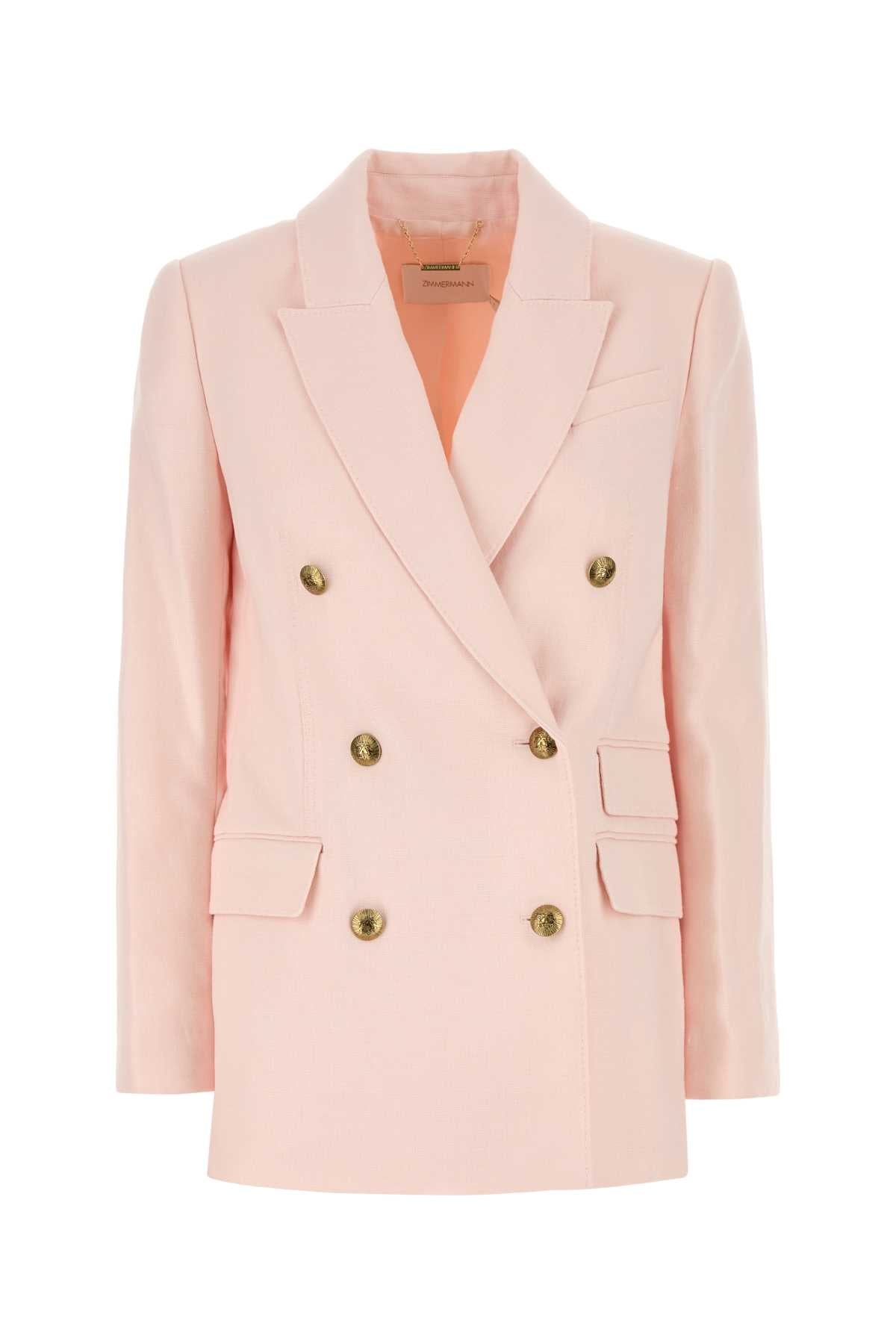 Zimmermann Zimmermann Pastel Pink Linen Crush Blazer - Image 1