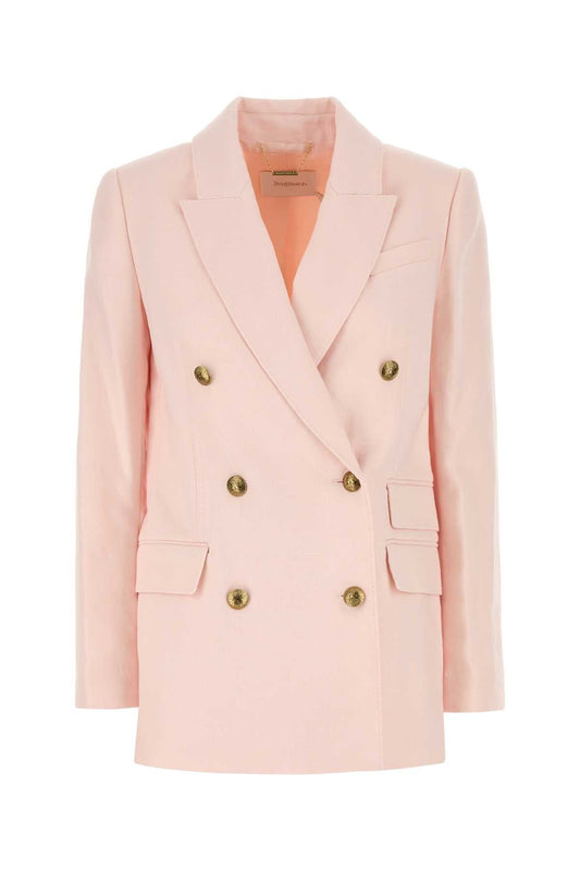 Zimmermann Zimmermann Pastel Pink Linen Crush Blazer - Image 1