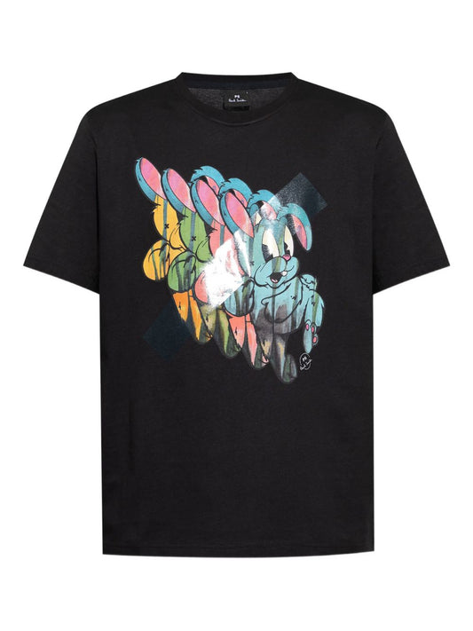 Paul PS By Paul Smith Bunny繰り返しコットンTシャツ - Image 1