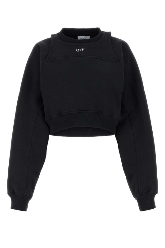 Off オフホワイトブラックコットンスウェットシャツ - Image 1