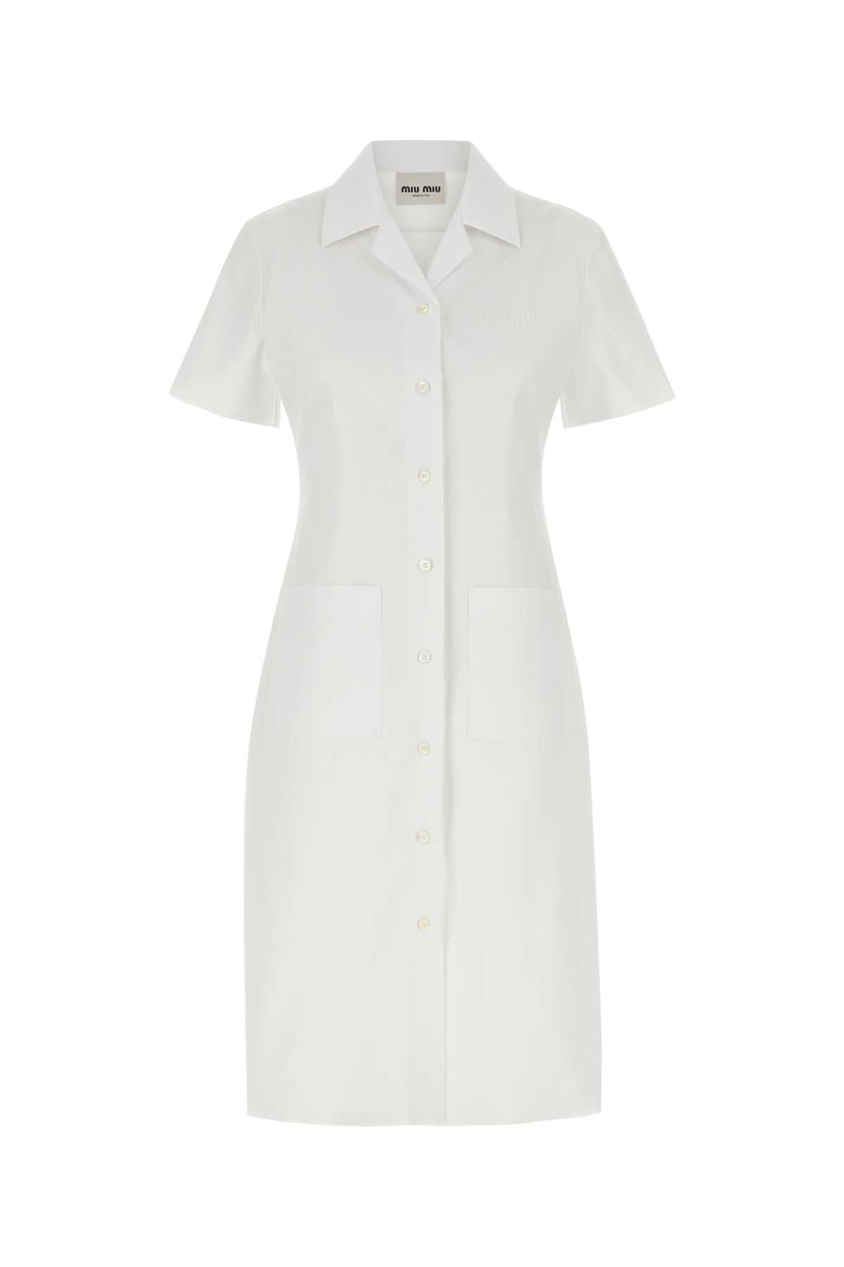 Miu Miu Miu White Poplinシャツドレス - Image 1