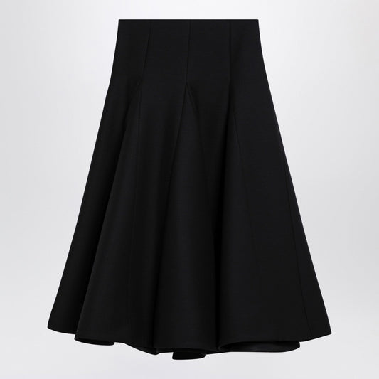 Valentino ヴァレンティーノブラックシルクはミディスカートに飛びました - Image 1