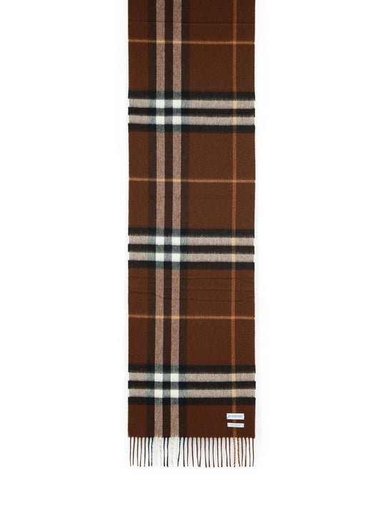 Burberry バーバリー 'Muジャイアントチェック'茶色のカシミアスカーフ - Image 1
