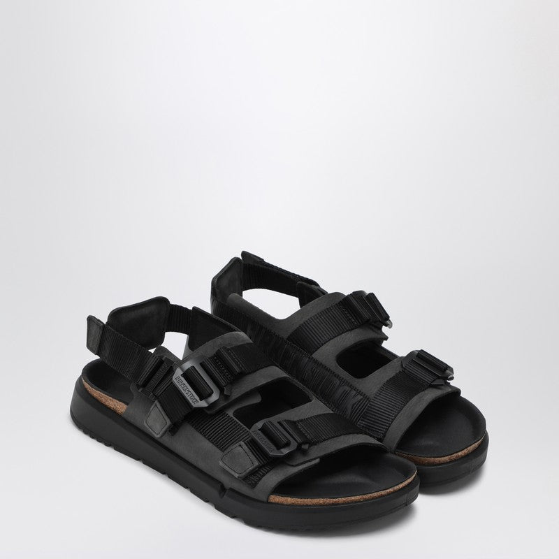 Birkenstock 自然な革と組織のビルケンシュトックブラックシンジュクサンダル - Image 1