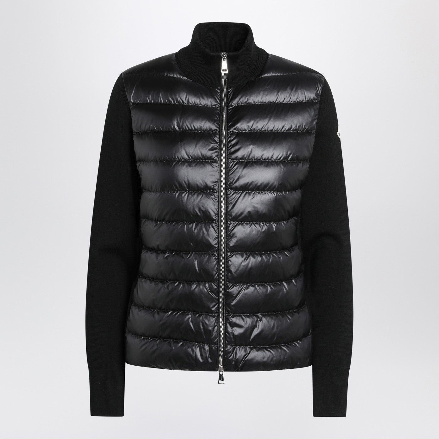 Moncler モンクラーブラックパッド入りジップアップカーディガン - Image 1