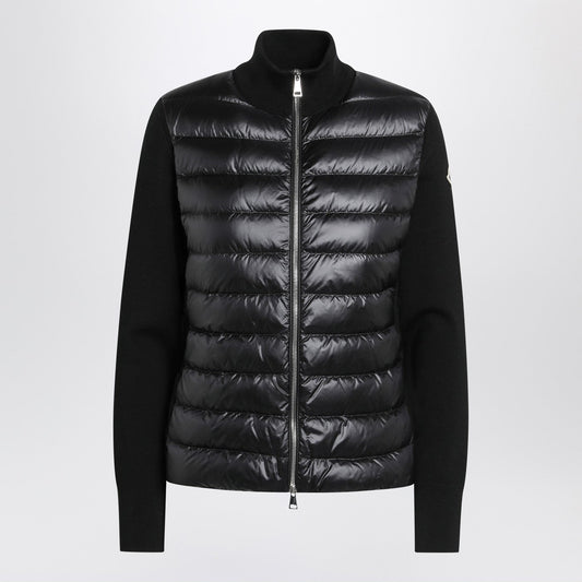 Moncler モンクラーブラックパッド入りジップアップカーディガン - Image 1