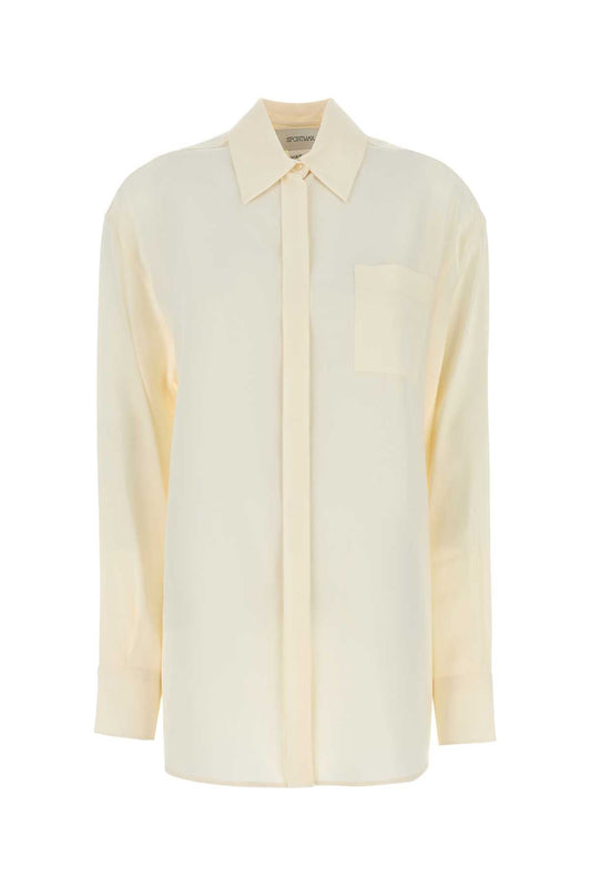 Sportmax SportMaxアイボリーシルクトンレシャツ - Image 1