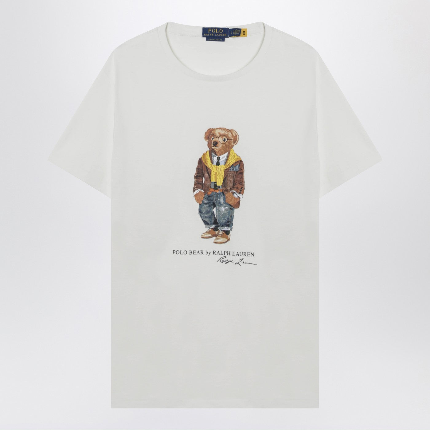 Polo ポロ ラルフローレン ホワイト Polo Bear T シャツ カスタム スリム フィット - Image 1