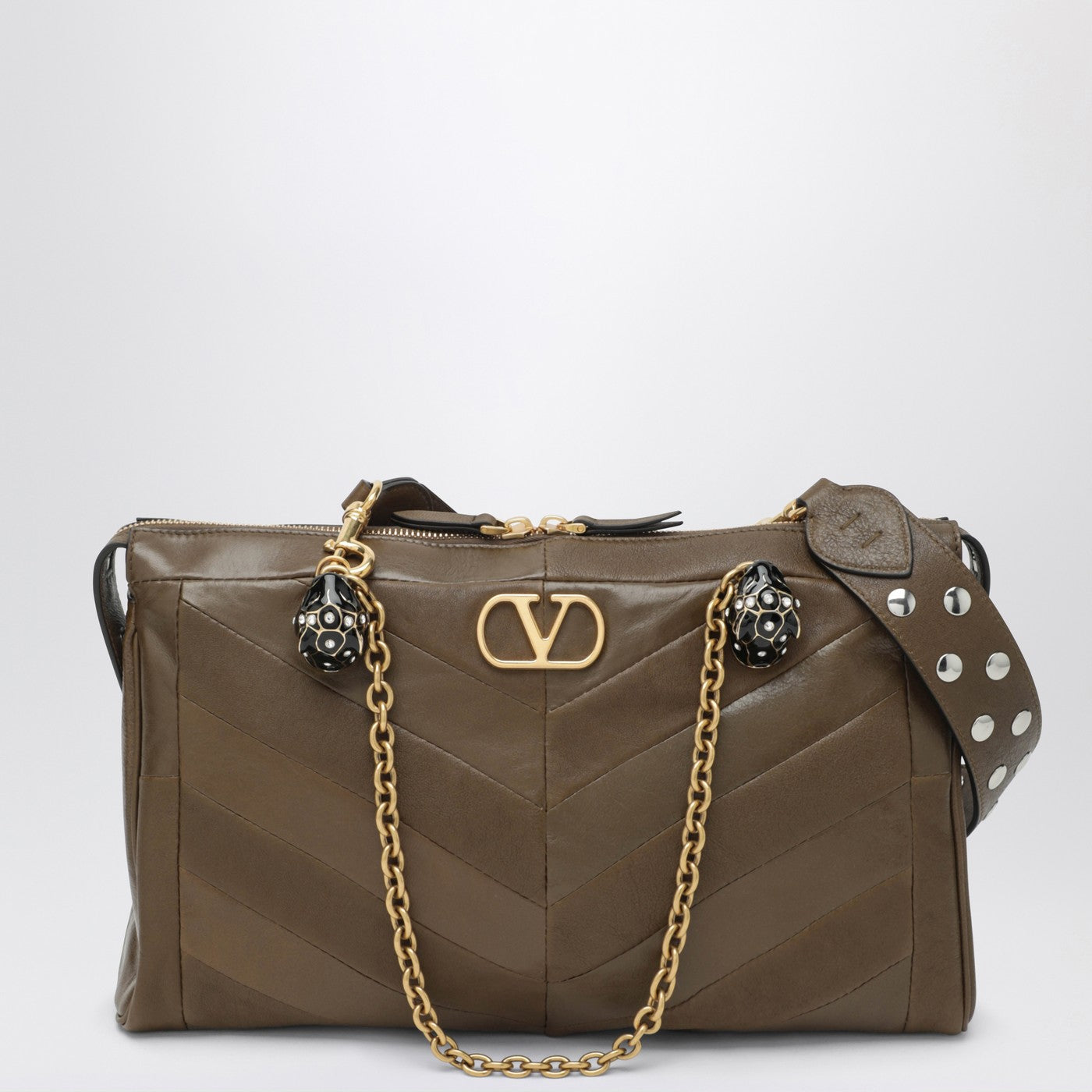 Valentino ヴァレンティノ ガラヴァーニ パンテア バッグ (タンドラ カラー シェブロン パターン ナッパ) - Image 1