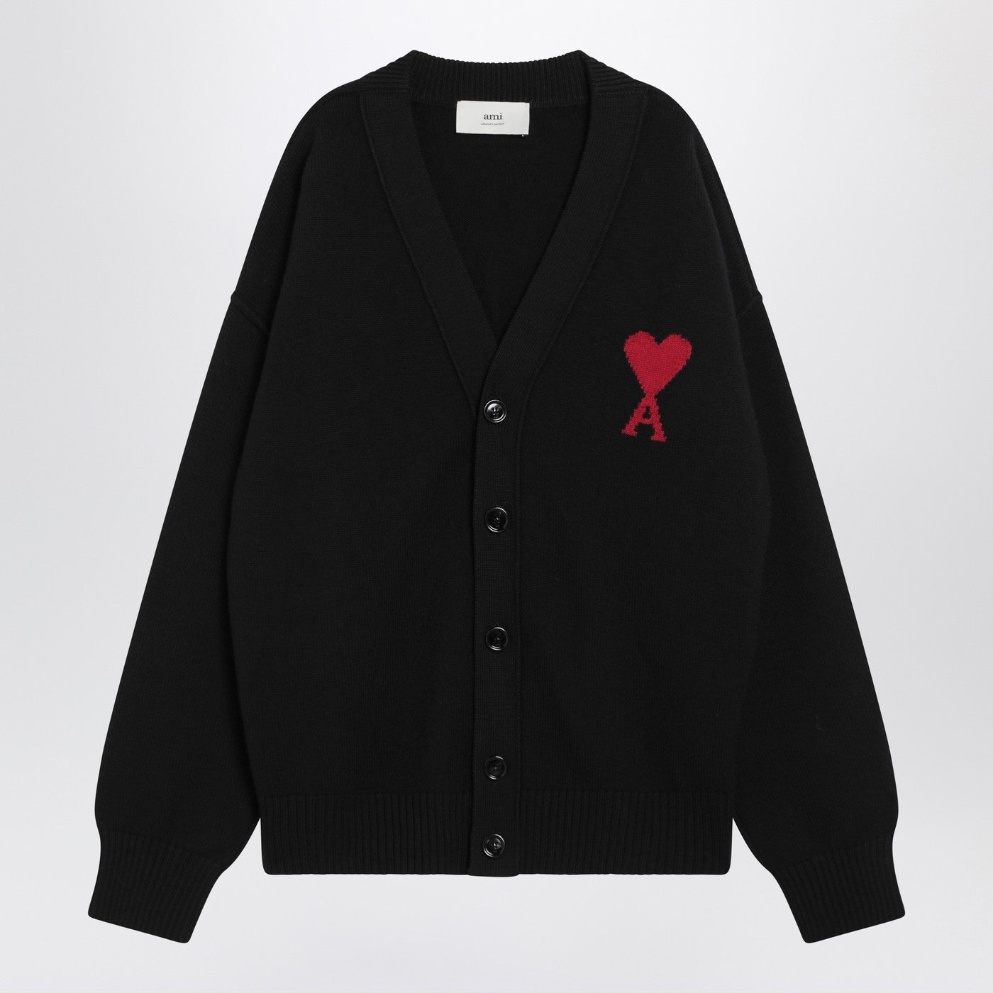 Ami Ami Paris Black Wool Ami De Coeur Cardigan - Image 1