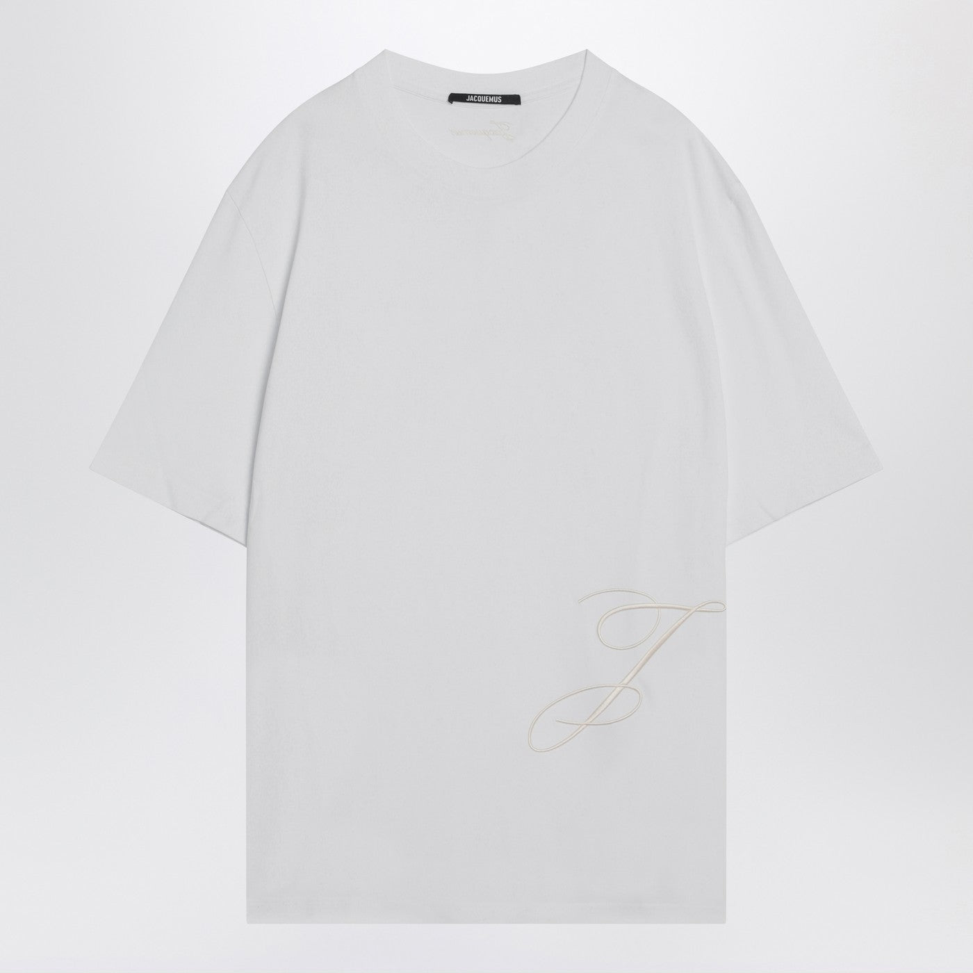Jacquemus ジャックエマスホワイトコットンクルーネックTシャツ - Image 1