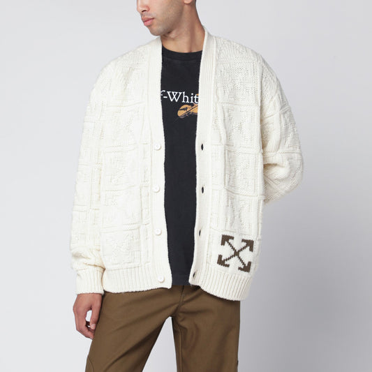 Off Off White™ クリーム カーディガン アロー モチーフ インターシャ - Image 1