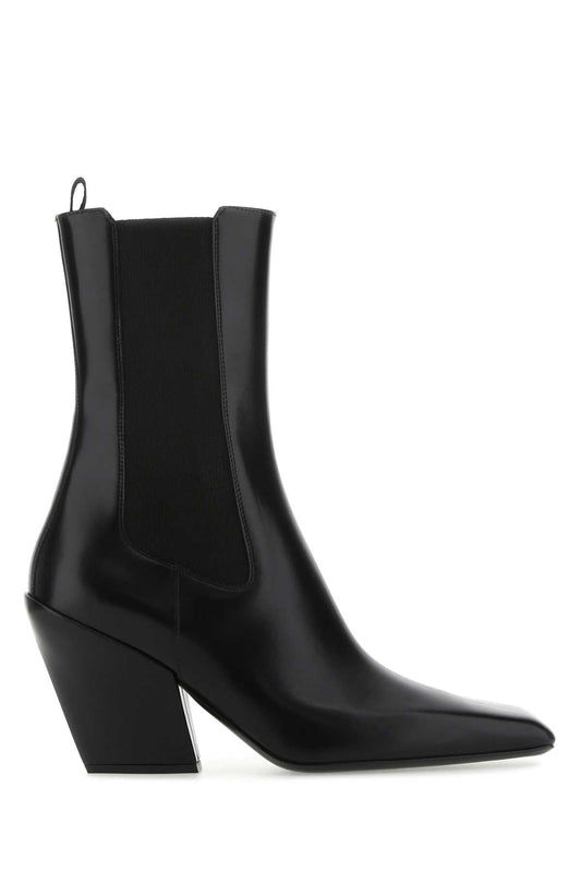 Prada プラダブラックレザーアンクルブーツ - Image 1