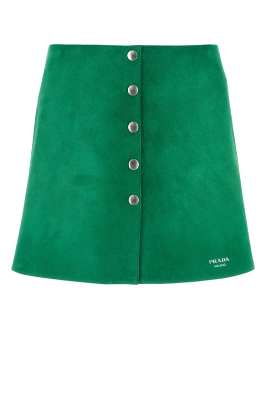 Prada プラダグラスグリーンスエードミニスカート - Image 1
