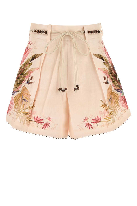Zimmermann Zimmermannプリントリネンアセンションショーツ - Image 1