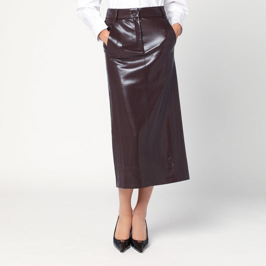 The The Andamane Bordeaux Faux Leather Midi Skirt - Image 1