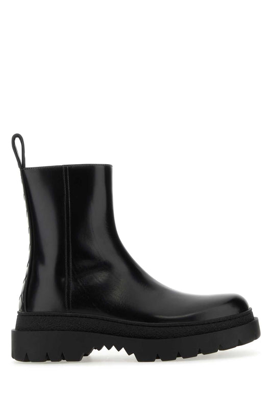 Bottega ボッテガベネタブラックレザーハイウェイアンクルブーツ - Image 1