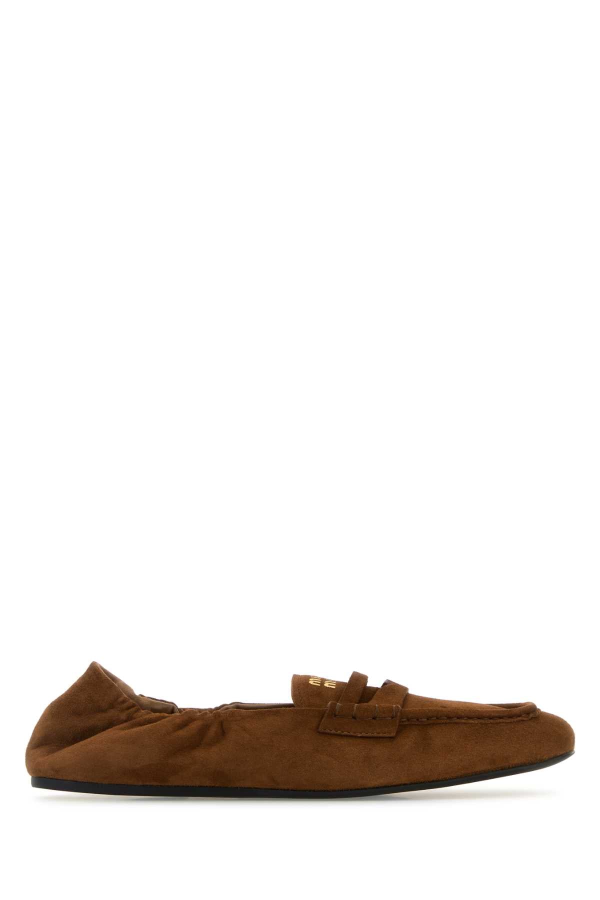Miu Miu Miu Brown Suede Leather Loafers - Image 1