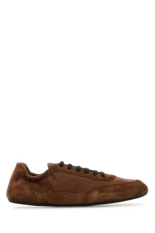 Prada Prada Brown Re NylonとSuede Collapse Sneakers - Image 1