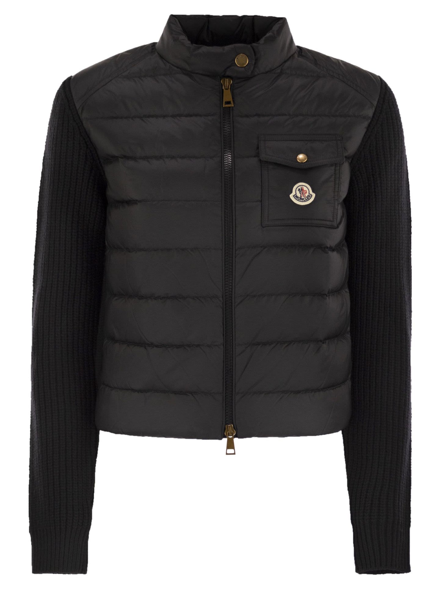 Moncler モンクラーはジップ付きのウールカーディガンをパッドします - Image 1
