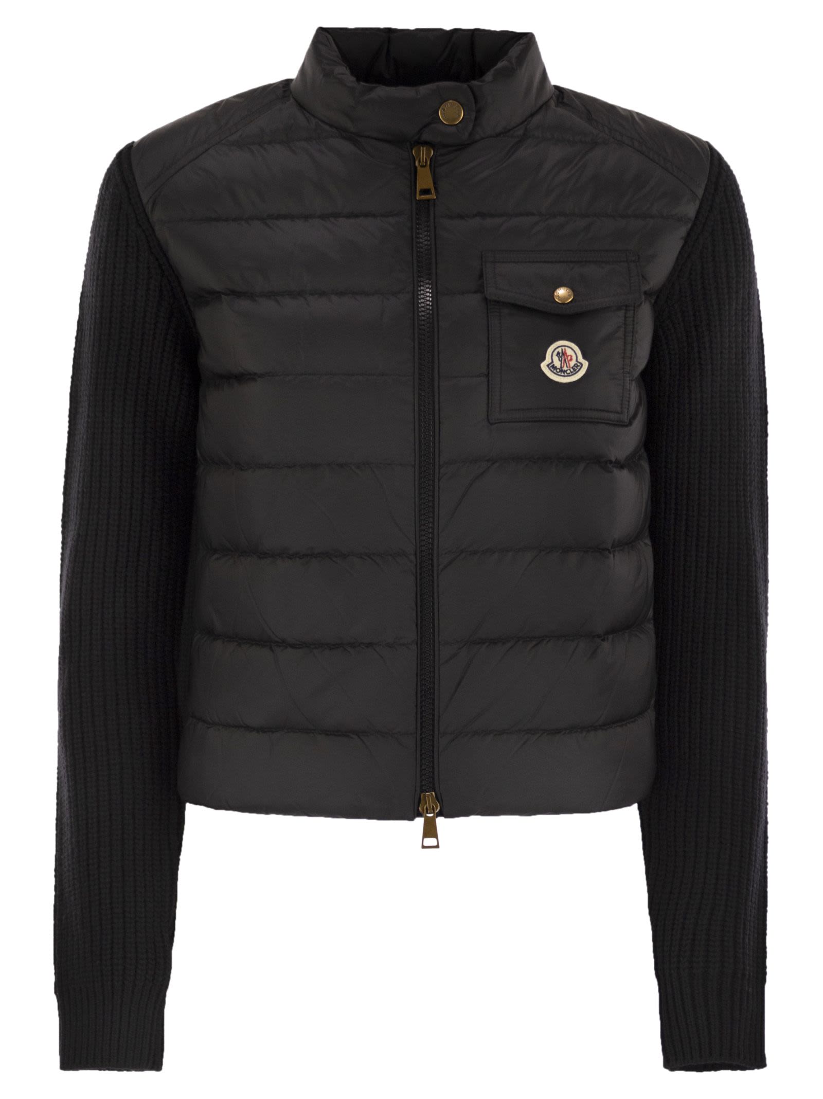 Moncler モンクラーはジップ付きのウールカーディガンをパッドします - Image 1