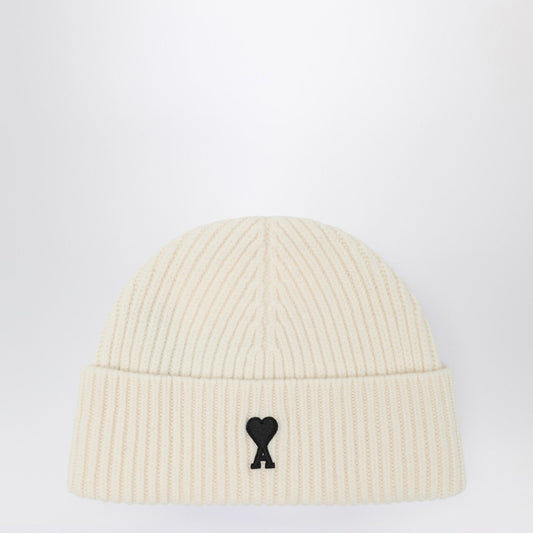 Ami Ami Paris White Wool Ami De Coeur Beanie - Image 1