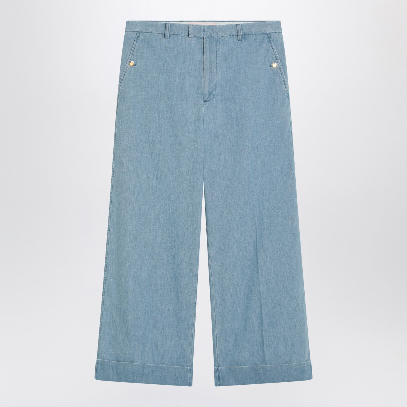 Valentino カフ付きバレンティーノライトブルーワイドジーンズ - Image 1