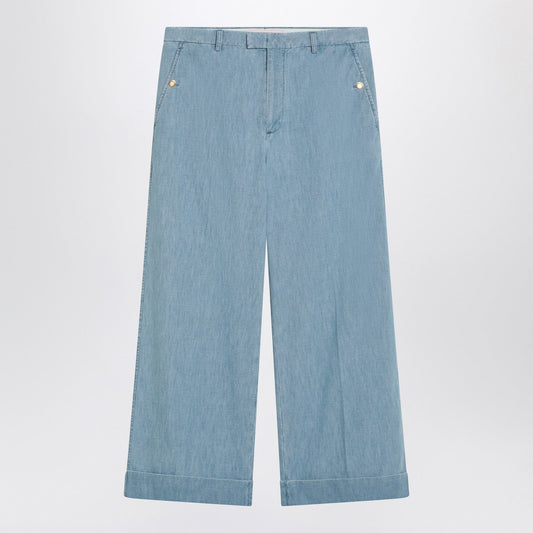 Valentino カフ付きバレンティーノライトブルーワイドジーンズ - Image 1