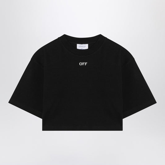 Off オフホワイト™ブラッククロップドTシャツロゴ付き - Image 1