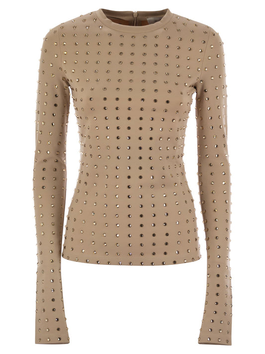 Sportmax ラインストーン付きSportMax Negus Scuba Jersey Tシャツ - Image 1