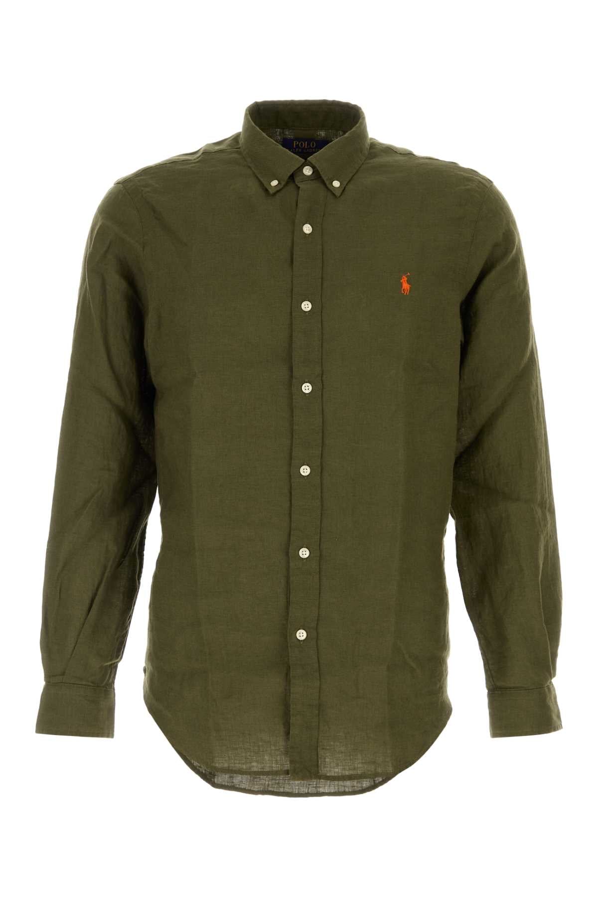 Polo ポロラルフローレンオリーブグリーンリネンシャツ - Image 1
